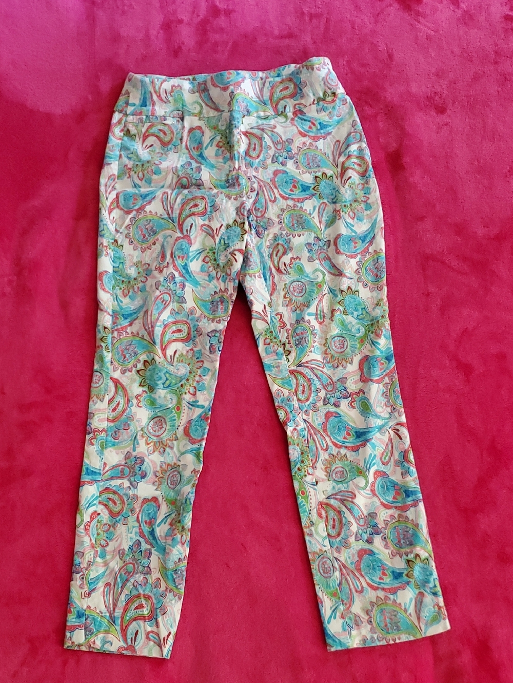 Van Heusen Teal and Coral Paisley Pants